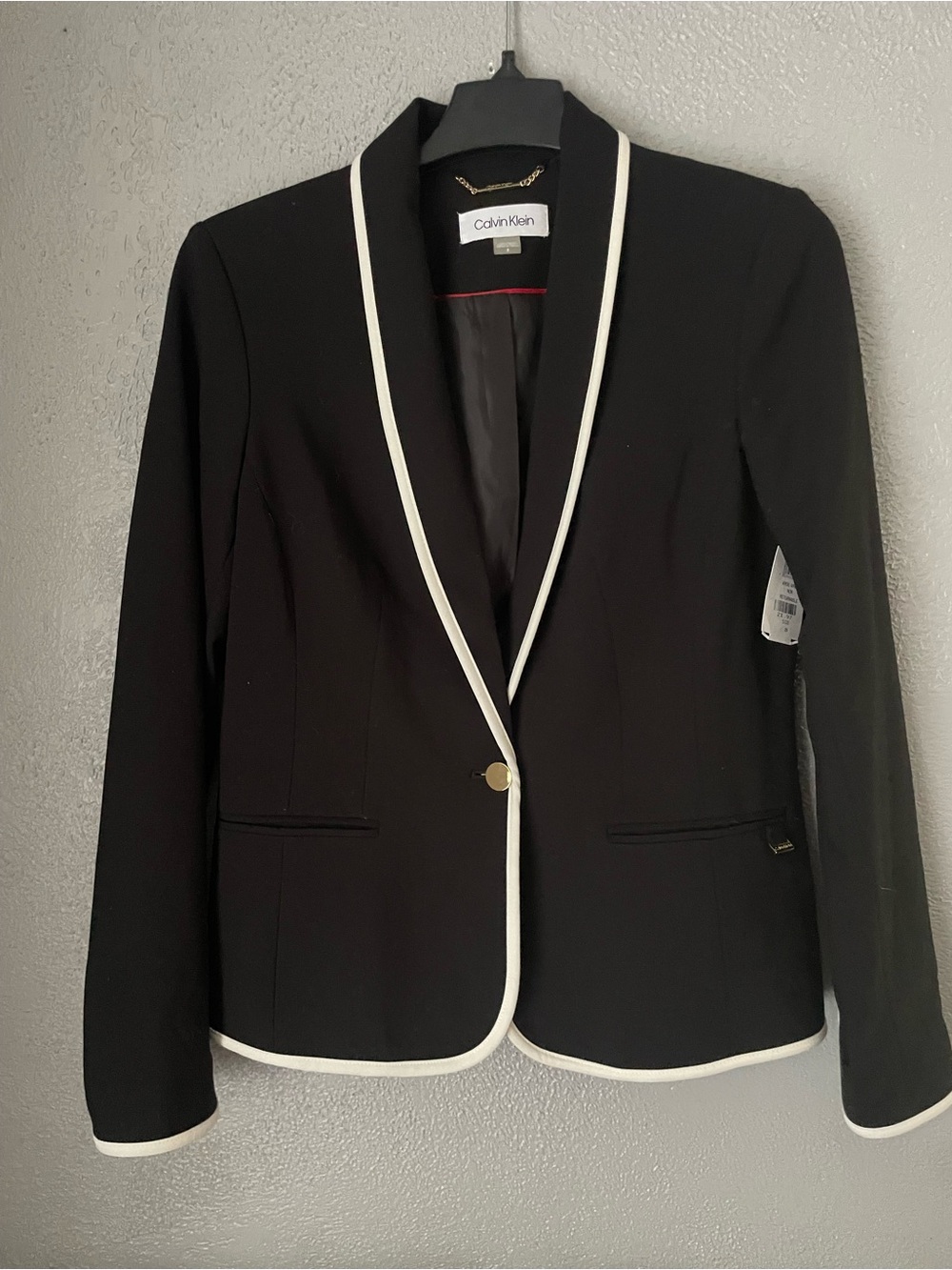 Calvin Klein Black Blazer with White Piping